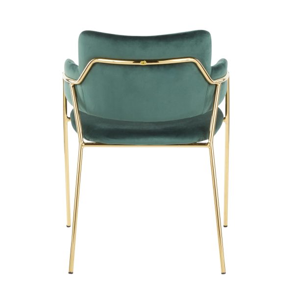 Napoli Gold and Emerald Green Velvet Contemporary Chairs Set of 2 6