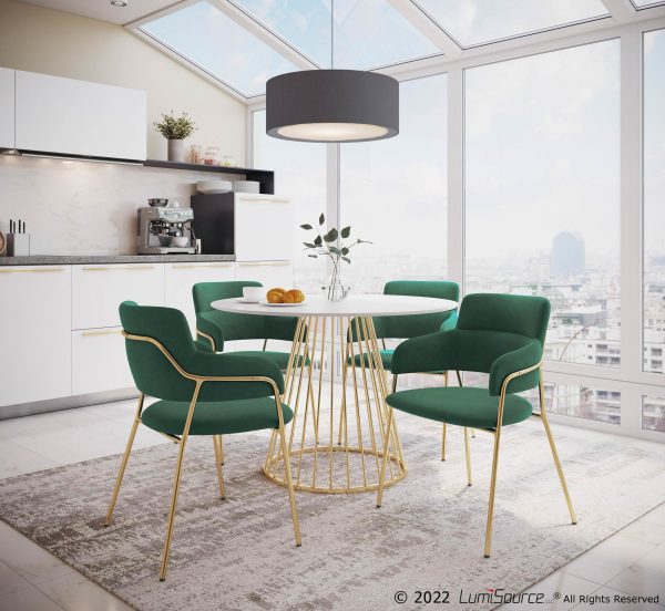 Napoli Gold and Emerald Green Velvet Contemporary Chairs Set of 2