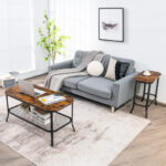 Rustic Narrow End Table with Steel Frame and Wood Grain
