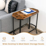 Rustic Narrow End Table with Steel Frame and Wood Grain