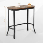 Rustic Narrow End Table with Steel Frame and Wood Grain