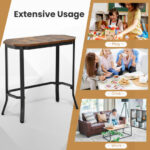 Rustic Narrow End Table with Steel Frame and Wood Grain