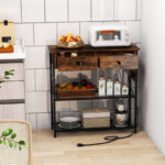 Rustic Console Table with Drawers, Shelves, and Charging Ports 9 Rustic Console Table with Drawers, Shelves, and Charging Ports