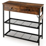 Rustic Console Table with Drawers, Shelves, and Charging Ports 10 Rustic Console Table with Drawers, Shelves, and Charging Ports