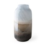 Nasser III Large Blue/Gold/Chrome Urn Style Glass Vase
