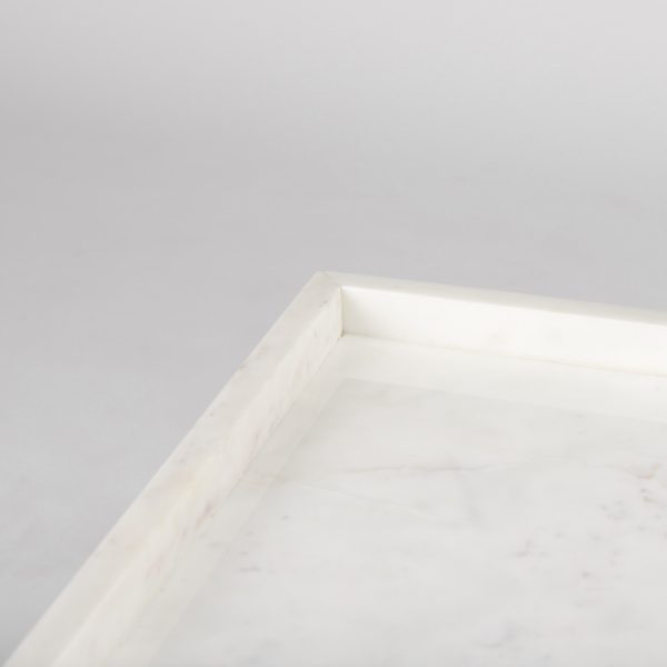 Nathan II 18 x 20 Square Top White Marble and Black Metal EndSide Table 10