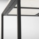 Nathan II 18" x 20" Square Top White Marble and Black Metal End/Side Table