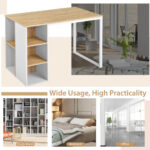 Rustic Brown Computer Desk with Shelves and Metal Frame