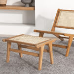 Teak Wood Foot Rest with Handwoven Rattan Surface 8 Teak Wood Foot Rest with Handwoven Rattan Surface