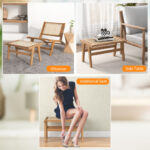 Teak Wood Foot Rest with Handwoven Rattan Surface 12 Teak Wood Foot Rest with Handwoven Rattan Surface