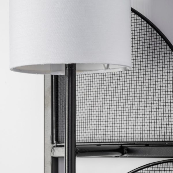 Navin 10x46.5 Black Metal Body White Fabric Shade Rectangular Wall Sconce 4