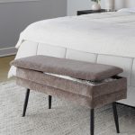 Neapolitan Brown Fabric Black Metal Contemporary Storage Bench