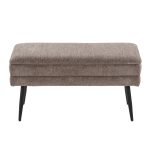Neapolitan Brown Fabric Black Metal Contemporary Storage Bench