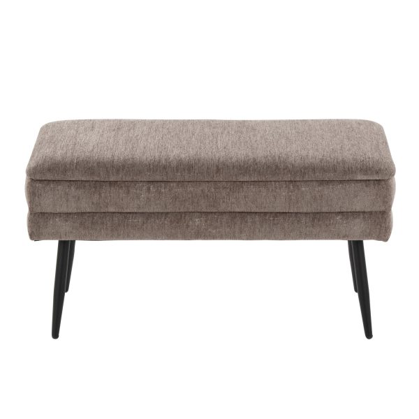 Neapolitan Brown Fabric Black Metal Contemporary Storage Bench 10