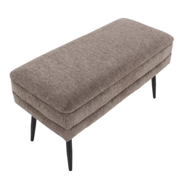 Neapolitan Brown Fabric Black Metal Contemporary Storage Bench 11
