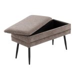 Neapolitan Brown Fabric Black Metal Contemporary Storage Bench