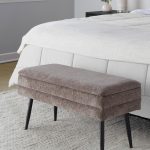 Neapolitan Brown Fabric Black Metal Contemporary Storage Bench