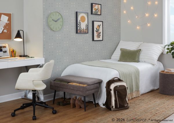 Neapolitan Brown Fabric Black Metal Contemporary Storage Bench 2