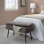Neapolitan Brown Fabric Black Metal Contemporary Storage Bench