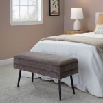 Neapolitan Brown Fabric Black Metal Contemporary Storage Bench