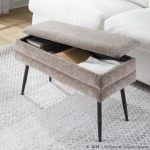 Neapolitan Brown Fabric Black Metal Contemporary Storage Bench
