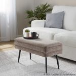 Neapolitan Brown Fabric Black Metal Contemporary Storage Bench