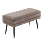Neapolitan Brown Fabric Black Metal Contemporary Storage Bench