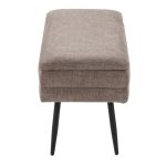 Neapolitan Brown Fabric Black Metal Contemporary Storage Bench