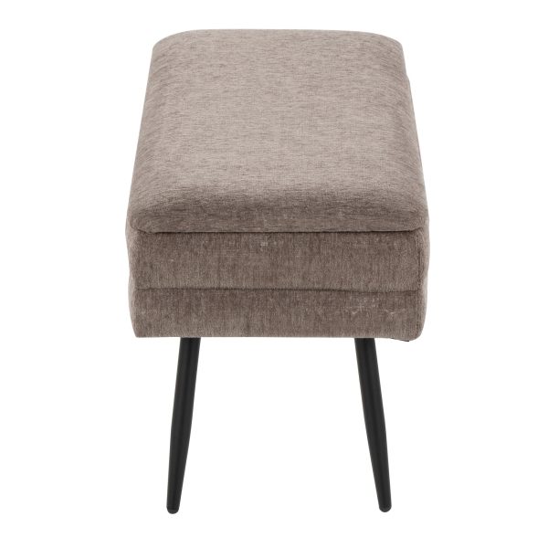 Neapolitan Brown Fabric Black Metal Contemporary Storage Bench 8