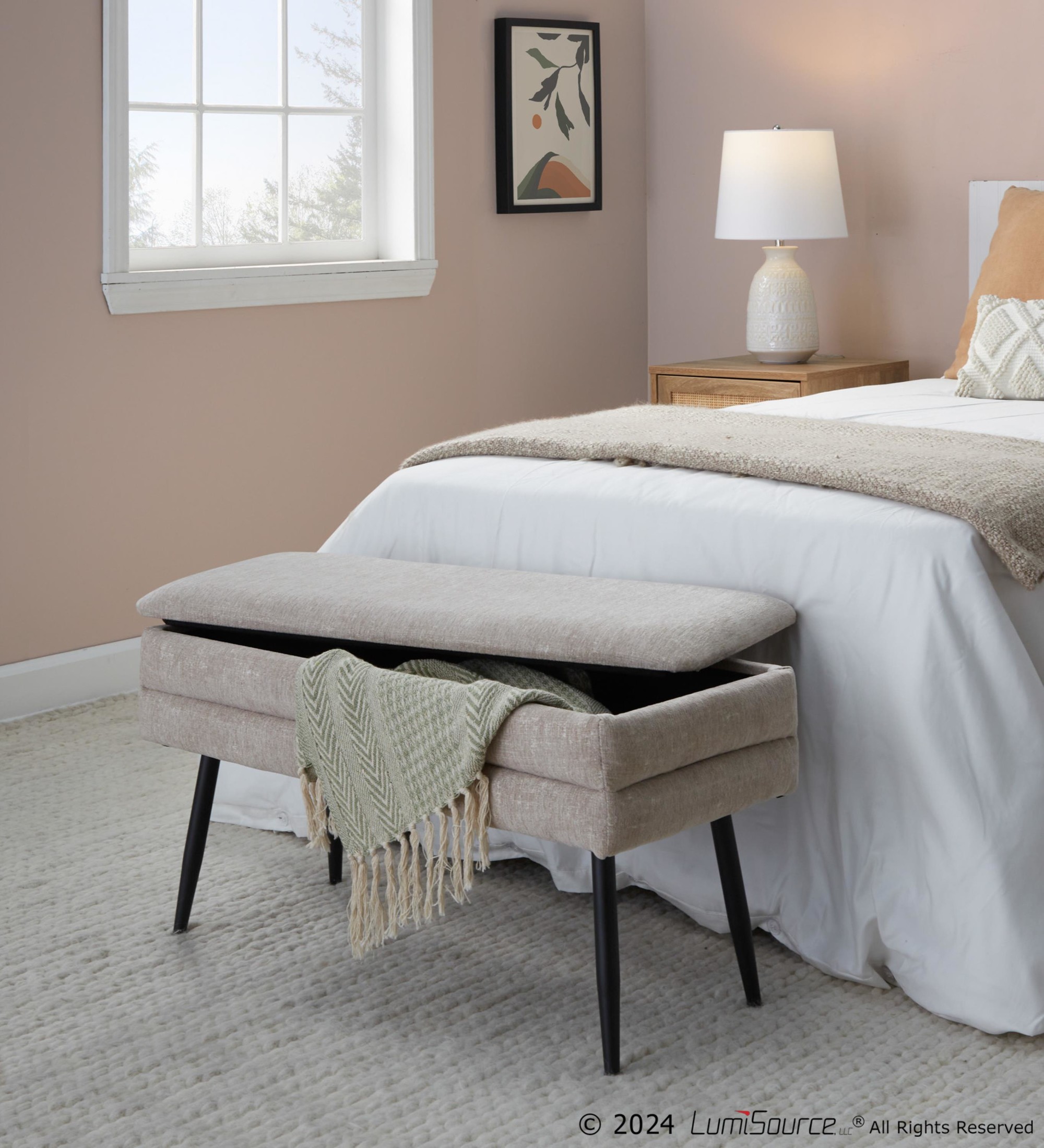 Neapolitan Light Brown Fabric Contemporary Storage Bench by LumiSource 5 Neapolitan Light Brown Fabric Contemporary Storage Bench by LumiSource - Image 5