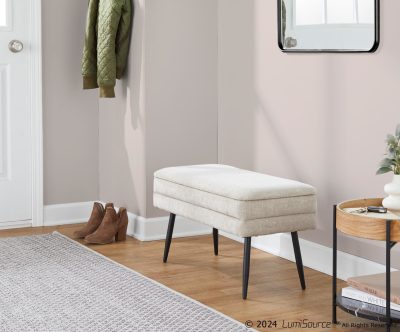 Neapolitan Light Brown Fabric Contemporary Storage Bench by LumiSource