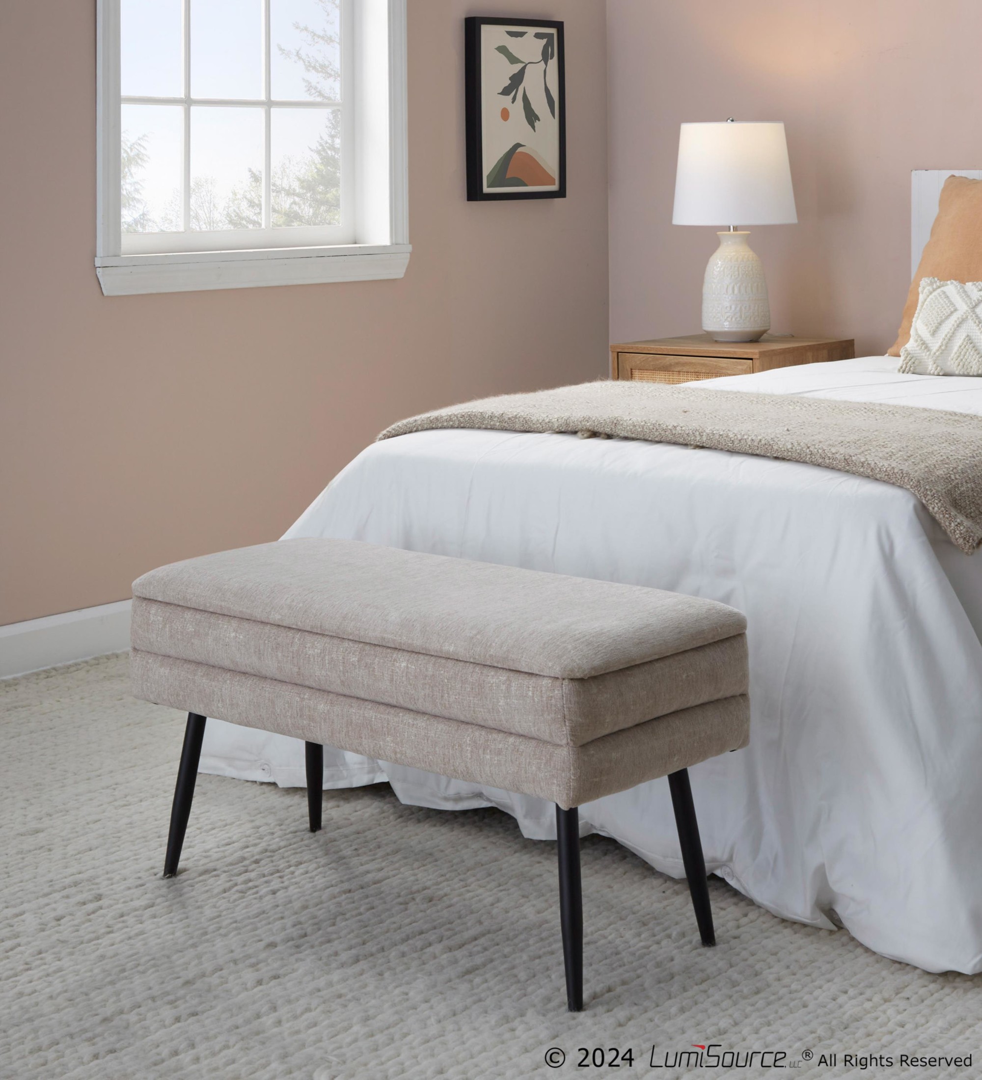 Neapolitan Light Brown Fabric Contemporary Storage Bench by LumiSource 6 Neapolitan Light Brown Fabric Contemporary Storage Bench by LumiSource - Image 6