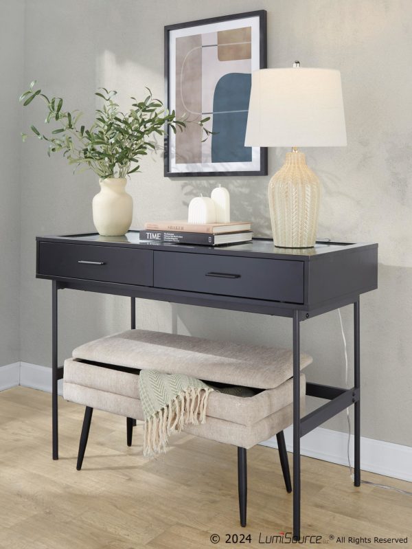 Neapolitan Light Brown Fabric Contemporary Storage Bench by LumiSource 6
