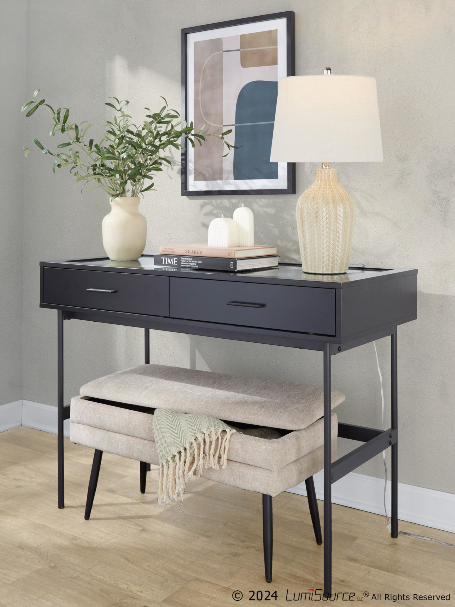 Neapolitan Light Brown Fabric Contemporary Storage Bench by LumiSource 7 Neapolitan Light Brown Fabric Contemporary Storage Bench by LumiSource - Image 7