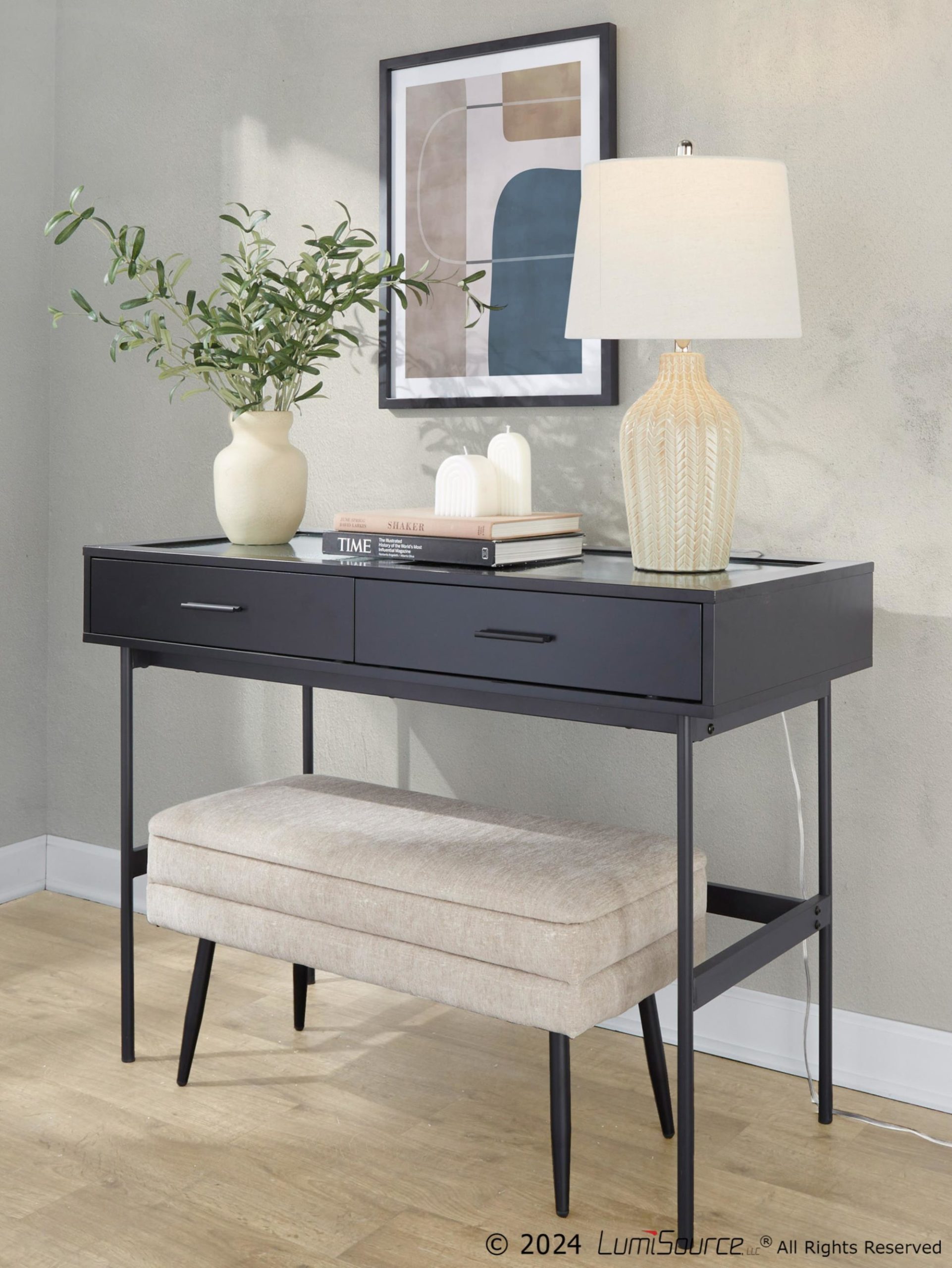 Neapolitan Light Brown Fabric Contemporary Storage Bench by LumiSource 8 Neapolitan Light Brown Fabric Contemporary Storage Bench by LumiSource - Image 8