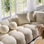 Ivory Boucle Tufted Mid Century Modern 3-Seater Sofa
