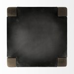 Nell 26" Seat Height Black Metal Seat & Foot Rest With Brown Wood Legs Stool