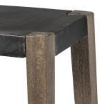 Nell 26" Seat Height Black Metal Seat & Foot Rest With Brown Wood Legs Stool