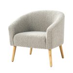Nell Grey Boucle Barrel Accent Chair with Solid Wood Legs 7 Nell Grey Boucle Barrel Accent Chair with Solid Wood Legs