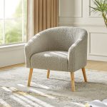Nell Grey Boucle Barrel Accent Chair with Solid Wood Legs 6 Nell Grey Boucle Barrel Accent Chair with Solid Wood Legs