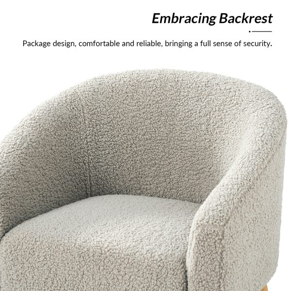 Nell Grey Boucle Barrel Accent Chair with Solid Wood Legs 3