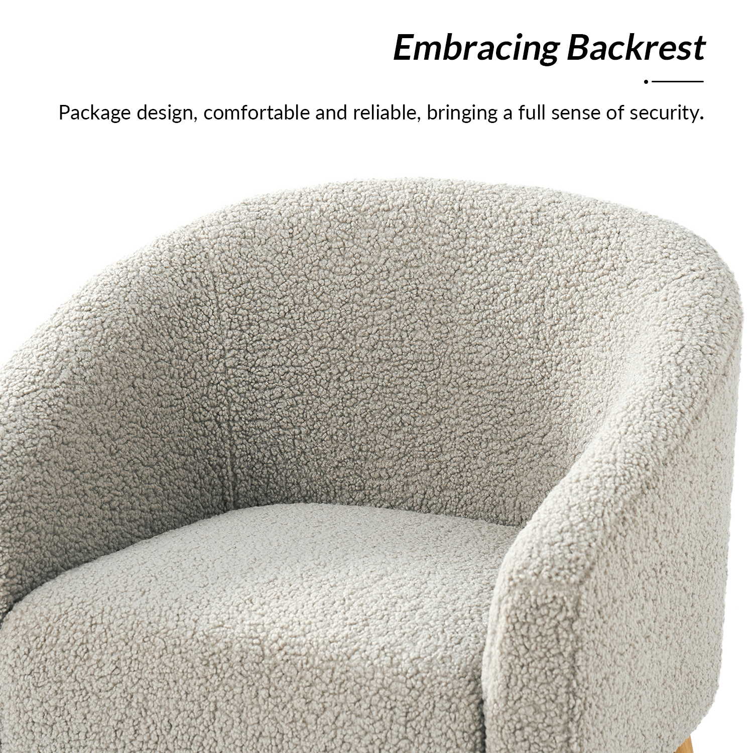 Nell Grey Boucle Barrel Accent Chair with Solid Wood Legs 4 Nell Grey Boucle Barrel Accent Chair with Solid Wood Legs - Image 4