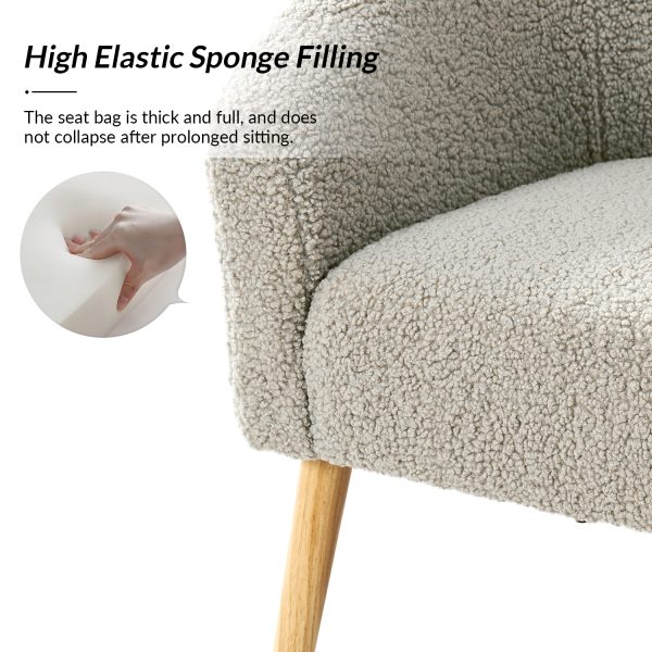 Nell Grey Boucle Barrel Accent Chair with Solid Wood Legs 4