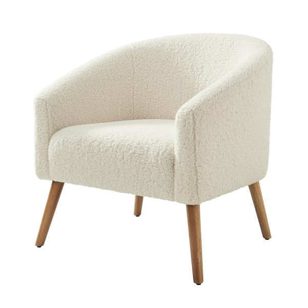 Nell Ivory Boucle Modern Barrel Accent Chair 1