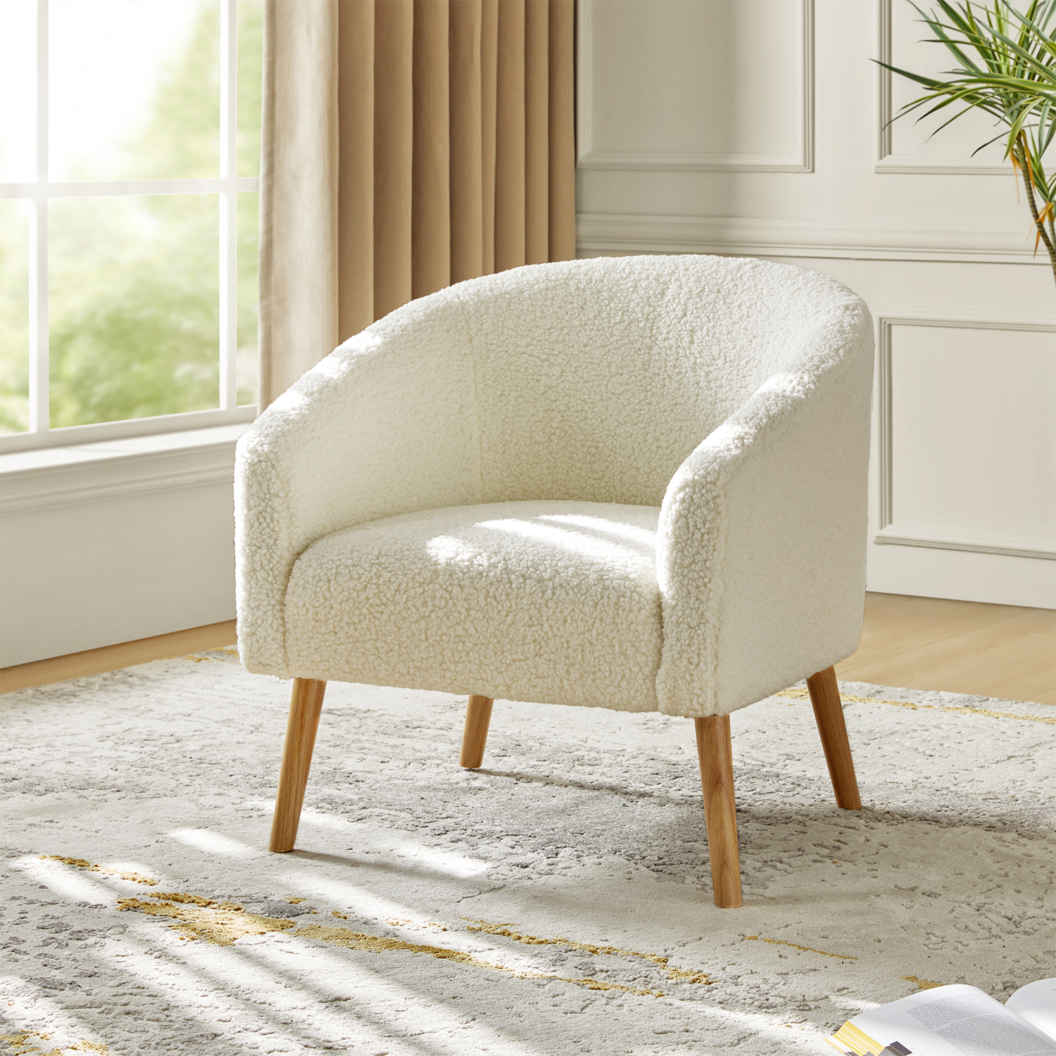 Nell Ivory Boucle Modern Barrel Accent Chair 1 Nell Ivory Boucle Modern Barrel Accent Chair