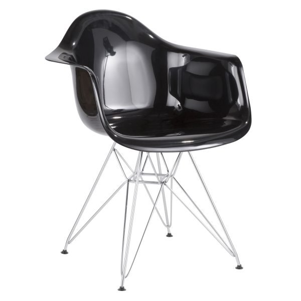 Neo Flair Black Chrome Contemporary Accent Chair