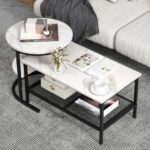 Nesting Coffee Tables with Faux Marble Tops and Storage (Set of 2)