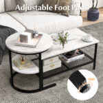 Nesting Coffee Tables with Faux Marble Tops and Storage (Set of 2)