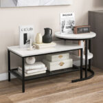 Nesting Coffee Tables with Faux Marble Tops and Storage (Set of 2)