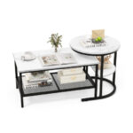 Nesting Coffee Tables with Faux Marble Tops and Storage (Set of 2)